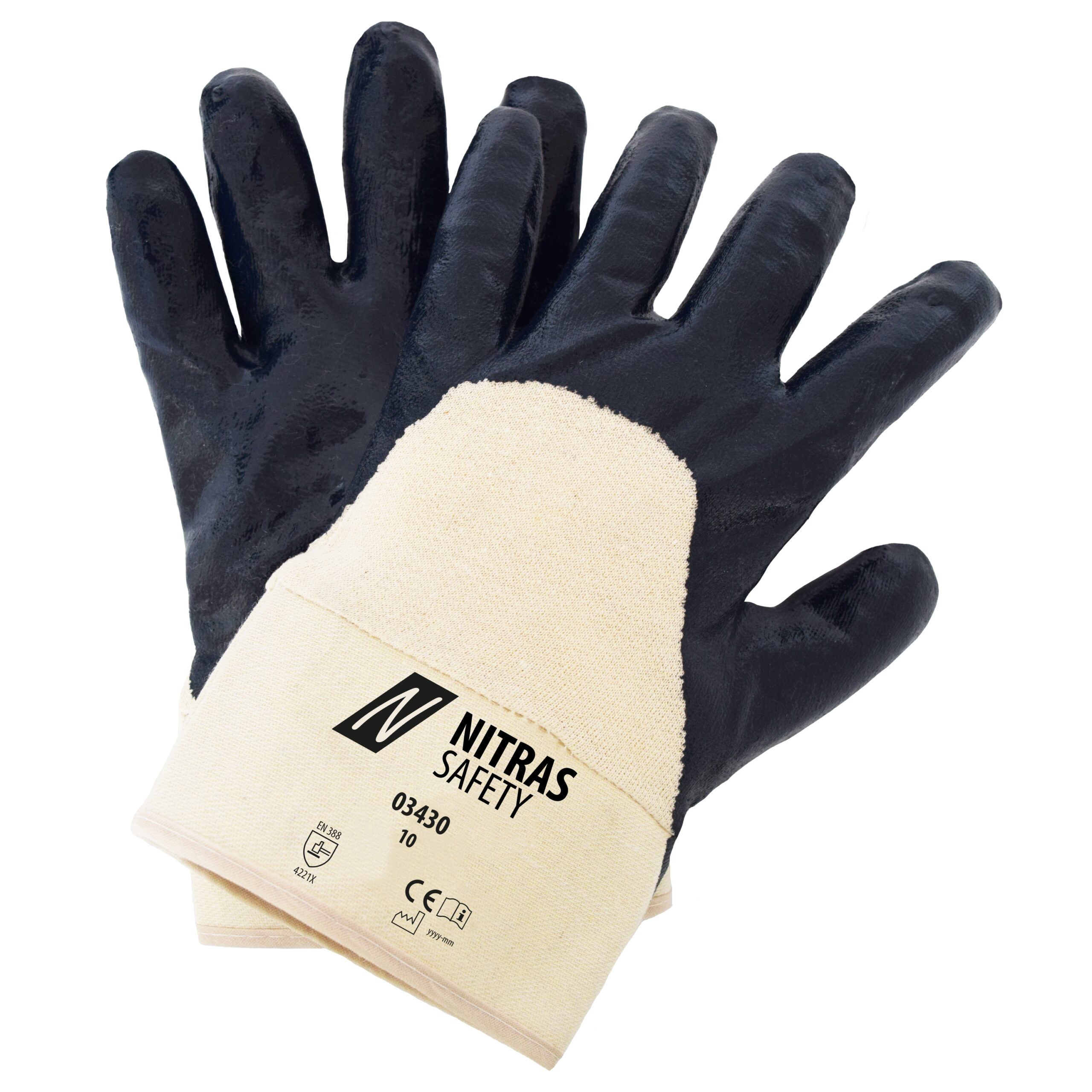 NITRAS Nitrilhandschuhe, naturfarben / blau, EN 388