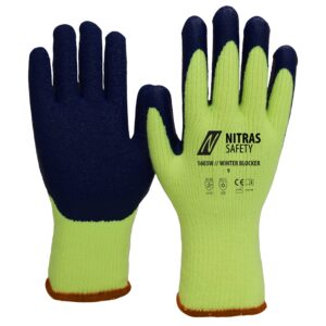 NITRAS WINTER BLOCKER, Winterhandschuhe, neongelb / blau, EN 388, EN 511