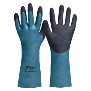 NITRAS GREEN BARRIER GRIP, Chemikalienschutzhandschuhe, petrol / schwarz, EN 388, EN ISO 374
