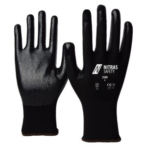 NITRAS Nylonhandschuhe, schwarz, EN 388