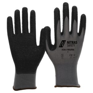 NITRAS NYLOTEX, Nylonhandschuhe, grau / schwarz, EN 388