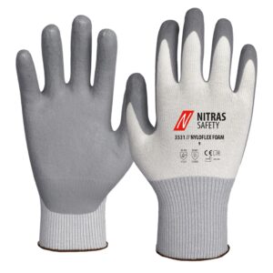 NITRAS NYLOFLEX FOAM, Montagehandschuhe, weiß / grau, EN ISO 21420, EN 388, EN 407, NITRAS NOW