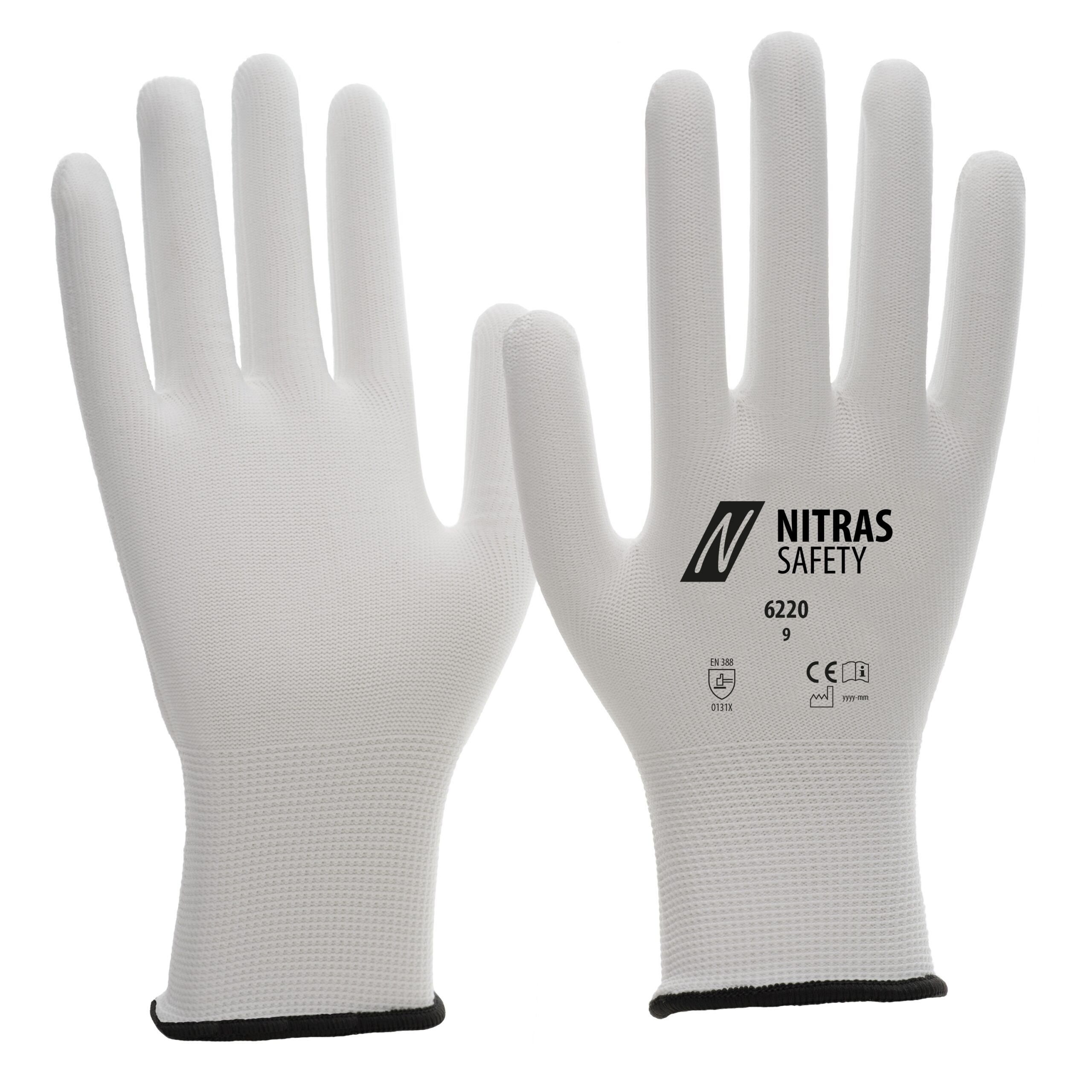 NITRAS Nylonhandschuhe, weiß, EN 388