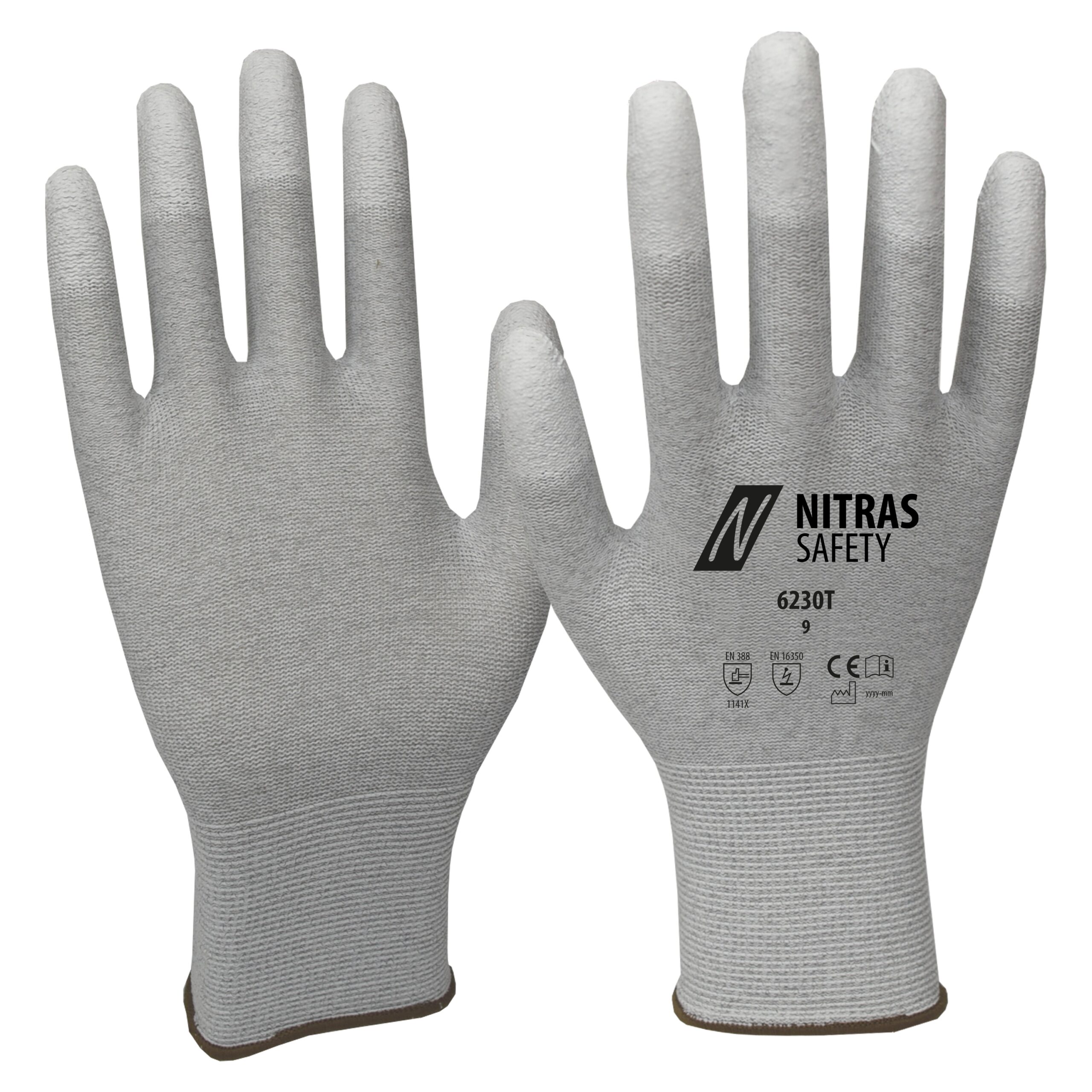 NITRAS Antistatikhandschuhe, grau / weiß, EN 388