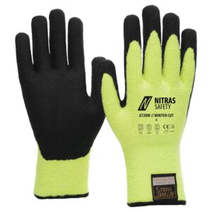 NITRAS WINTER CUT C, Schnittschutzhandschuhe, neongelb / schwarz, EN 388, EN 407, EN 511
