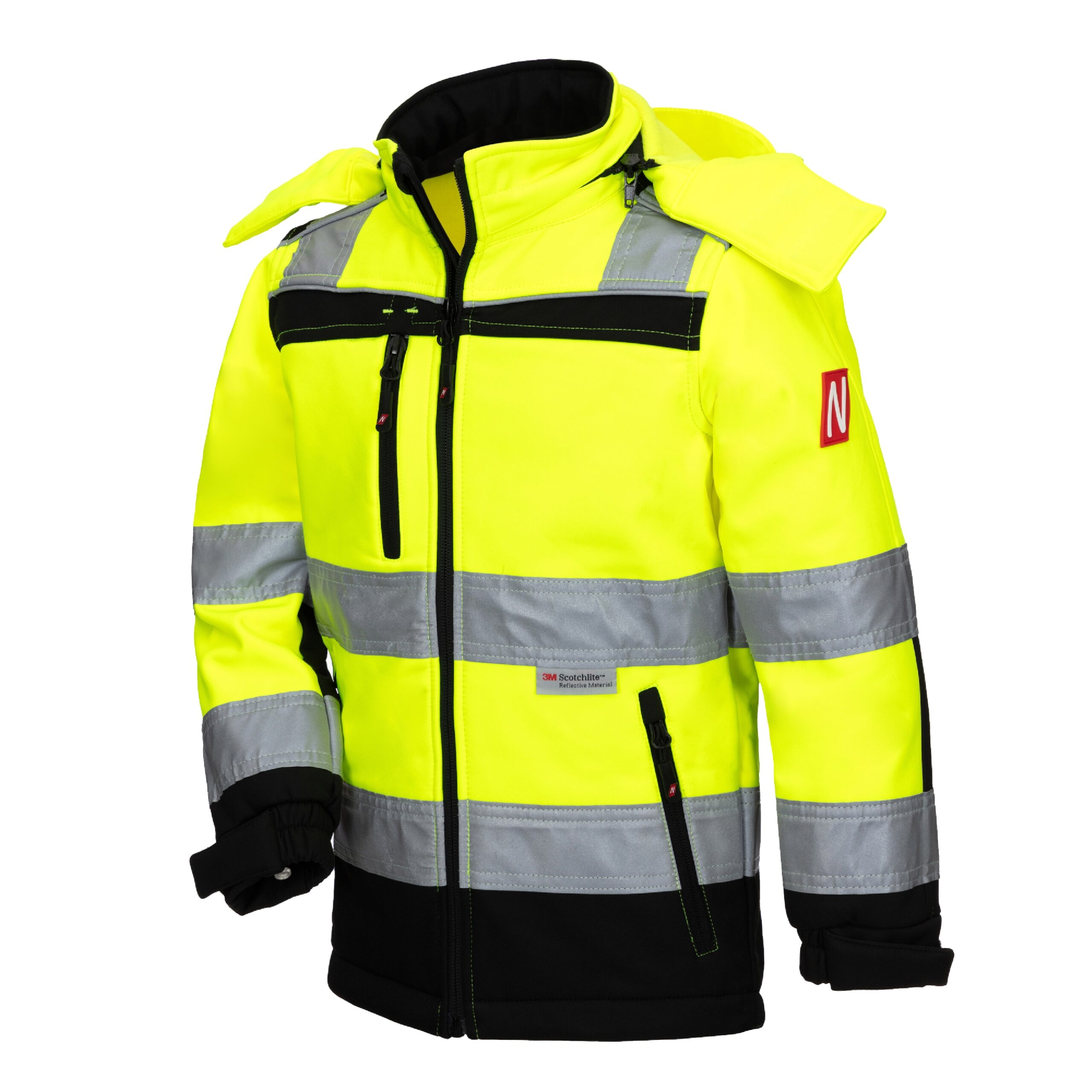NITRAS MOTION TEX KIDS, Warn-Softshelljacke, neongelb / schwarz, EN ISO 13688, EN 1150, OEKO-TEX