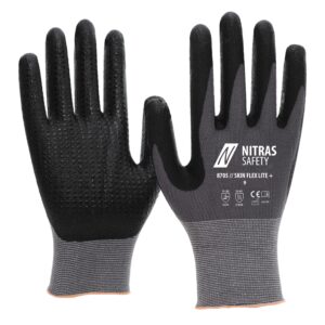 NITRAS SKIN FLEX LITE+, Montagehandschuhe, grau / schwarz, EN ISO 21420, EN 388, EN 407, OEKO-TEX