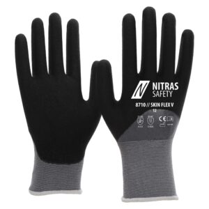 NITRAS SKIN FLEX V, Montagehandschuhe, grau / schwarz, EN 388, EN 407, OEKO-TEX
