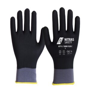NITRAS SKIN FLEX 3D, Montagehandschuhe, grau / schwarz, EN 388, EN 407, OEKO-TEX
